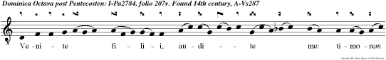 Venite filii, audite me: timorem Domini docebo vos. v.Accedite ad eum, et illuminamini: et facies vestrae non confundentur.