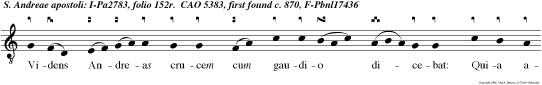 Videns Andreas crucem cum gaudio dicebat: Quia amator tuus sem per fu i, et desideravi amplecti te, o bona crux.
