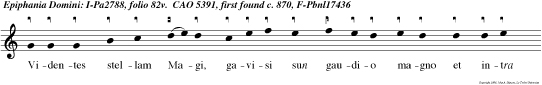 Videntes stellam Magi, gavisi sun gaudio magno et intra tes domum, obtulerun Domino aurum thus et myrrha