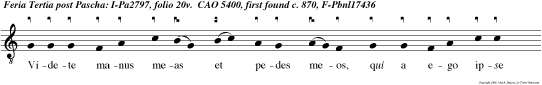 Videte manus meas et pedes meos, qui a ego ipse sum, alleluia alleluia.