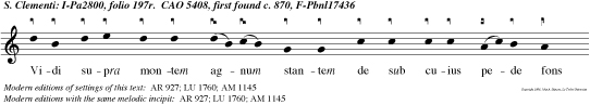 Vidi supra montem agnum stantem de sub cuius pede fons vivus emanat. e u o u a e.