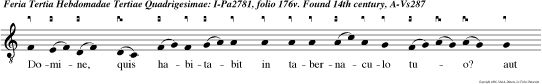 Domine, quis habitabit in tabernaculo tuo? aut qui requi escet in mon te sancto tuo? Qui ingreditur sine macula, et operatur justitiam.