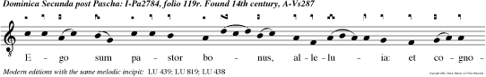 Ego sum pastor bonus, alleluia: et cognosco oves meas, et cognoscun me meae, alleluia, alleluia.