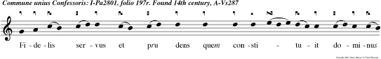 Fidelis servus et pru dens quem constituit dominus  super familiam suam, ut detillis in tempo re tri  tici mensuam. Alleluya alleluya.