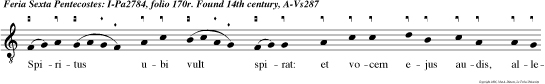 Spiritus ubi vult spirat: et vocem ejus audis, alleluia: sed nescis unde veniat, aut quo vadat, alleluia, alleluia, alleluia.
