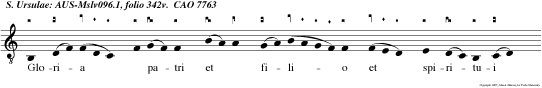 Gloria patri et filio et spiritui sancto.  Pro devoto tibi nunc collegio.