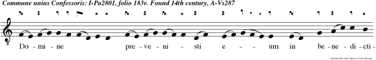 Domine prevenisti eum in benedictionibus dulcedinis posui sti in capite ejus coronam de lapide  pre tio    so. Vitam        petivit et tribuisti e i longitu  dinem dierum in se  culum seculi.