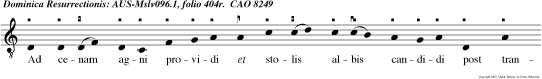 Ad cenam agni providi et stolis albis candidi post transitum maris rubri christo canamus principi.