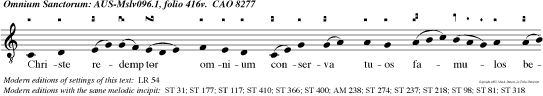 Christe redemptor omnium conserva tuos famulos beate semper virginus placatus sanctus precibus.