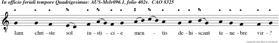 Iam christe sol iusticie men tis dehiscant tenebre vir? ut lux vedeat terris diem cum reparas. Da tempus acep-