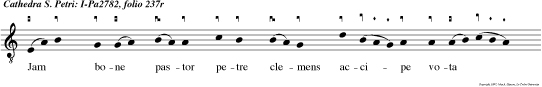 Jam bone pastor petre clemens accipe vota precantum et peccati vincula resolve ti bi potestate tradita qua cunctis celum verbo claudis aperis. Sit trini