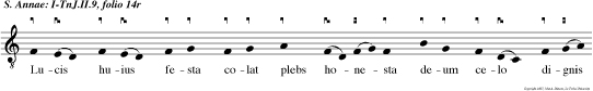Lucis huius festa colat plebs honesta deum celo dignis confrequen tans hymnis.