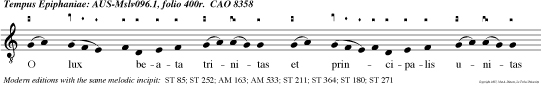 O lux  beata trinitas et prin cipalis unitas iam sol veredit igneus infun de lumen cordibus