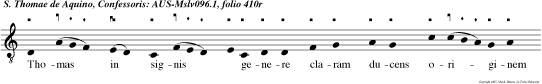 Thomas in signis  genere claram ducens originem subit etatus tenere predicatorum ordinem.