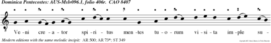Veni creator spiritus mentes tuorum visita imple superna gratia que tu creasti pectora.