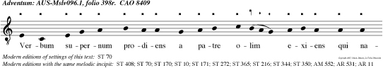 Verbum supernum prodiens a patre olim exiens qui natus orbi subvenis cursu declivi temporis Illumnia nun pectora tuo quam