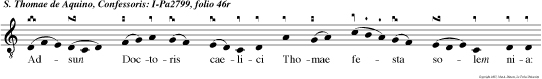Adsun Doctoris caelici Thomae festa solem nia: Devotione supplici laudes pro mat Ecclesia.