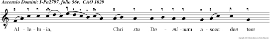 Alleluia, Chri stu Dominum ascen den tem in coelum venite adoremus alleluia.