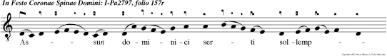 As sun dominici serti sollempnia. laude  multiplici plau  dat ecclesi alle  luya. Veite.