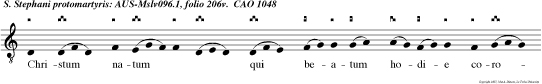 Christum natum qui beatum hodie coronavit stephanum, Venite ad ore mus.