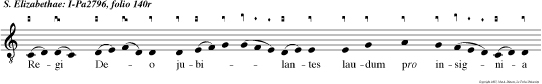Regi Deo jubilantes laudum pro insignia exultemus venerantes Elisabeth sollem nia.