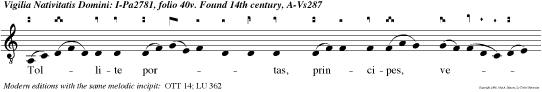 Tollite portas, principes, vestras et elevamini, portae aeternales, et introibit Rex gloriae.