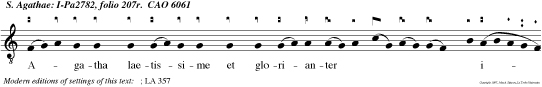 Agatha laetissime et glorianter  ibat ad carcerem, et quasi ad epulas invitata, Agonem suum Domino precibus commendabat.