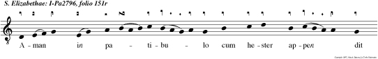 Aman in patibulo cum hester appen dit olofernis dexteram in capud extendit et suum periculo populum defendit.