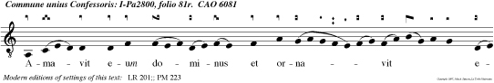 Amavit eum dominus et orna vit e um stolam glori  e induit  e um Et ad portas paradisi  coronavit  eum.
