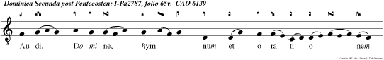 Audi, Domine, hym num et orationem quam ser vus tuus orat coram te hodie, ut sint oculi tui aperti et aures tuae intentae Super domum istam die ac nocte.