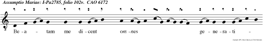 Beatam me dicent omnes generationes: quia fecit mihi Dominus magna Quia potens est, et san tam nomen ejus.