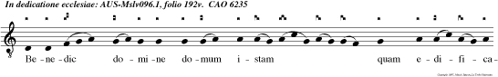 Benedic domine domum istam quam edificavi nomini  tuo venientium in locum istum. Exau di preces in excelso  solio glorie  tue.