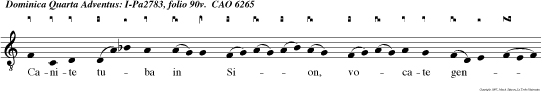 Canite tuba in Sion, vocate gentes annuntiate populis et dicite: Ecce Deus salvator noster ad veniet.