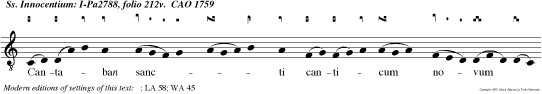 Cantaban sancti canticum novum ante sedem Dei et Agni, Et resonabat terra in voces eorum.