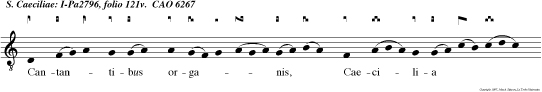 Cantantibus organis, Caecilia virgo in corde suo soli Domino decan tabat dicen Fiat Domine cor meum et corpus meum immaculatum ut non confundar.