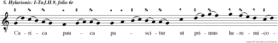 Carica pauca pascitur ut primus heremicola ieiuna caro gerritur post solis occidicula Luxus carnis deprimitur pelluntur hostis spi cula.