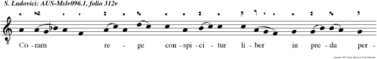 Coram rege conspicitur liber in preda perditus miraculose solvitur rex sarracenis tra ditus. Et hostibus expo   situs.