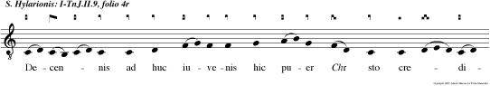 Decennis ad huc iuvenis hic puer Chr sto credidit cunc tratradens indigenis et summum deum coluit.  Omni cum devotione facta in oratione.