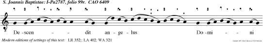 Descendit angelus Domini ad Zachariam, dicen Accipe puerum in senectute tua: Et habebit nomen Joannes Baptista.