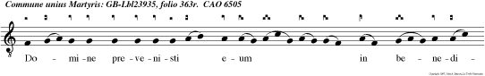 Domine prevenisti eum in benedictio nibus dul cedi nis Posuisti in capite ejus Coronam de  lapi de preti oso.