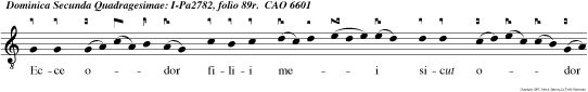 Ecce odor filii mei sicut odor agri pleni, quem benedixit Dominus: crescere te faciat Deus meus sicut arenam maris: Et donet tibi de rore coeli benedictionem