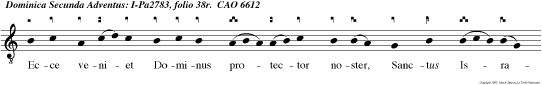 Ecce veniet Dominus protector noster, Sanctus Israel, Coronam regni ha bens in capite suo.
