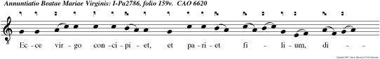 Ecce virgo concipiet, et pariet filium, dicit Dominus: et vocabitur nomen ejus Admirabilis, Deus, Fortis.