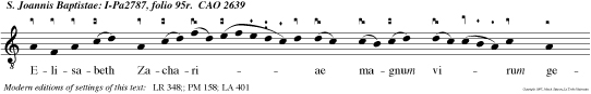 Elisabeth Zachariae magnum virum genuit, Joannem Baptistam, Prae cursorem Domini: Qui viam Domino prae paravit in eremo.