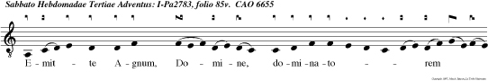 Emitte Agnum, Domine, dominatorem terrae, de petra deserti ad montem filiae Sion.