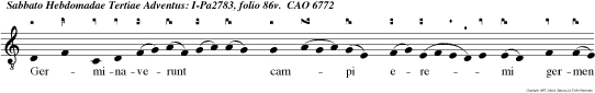 Germinaverunt campi eremi germen odoris Israel: quia ecce Deus noster cum virtute veniet, Et spen dor ejus cum eo.