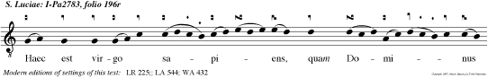 Haec est virgo sapiens, quam Dominus vigilantem invenit: quae acceptis lampadibus, sum sit secum oleum: Et, veniente Domino, introivit cum eo ad nuptias.