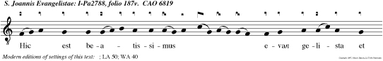 Hic est beatissimus evan gelista et apostolus Joannes, Qui privilegio amoris praecipui ceteris altius A Domino meruit honorari.