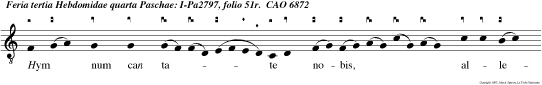 Hym num can tate nobis, alleluia. Quomodo cantabimus can ticum Domini in ter ra aliena? alleluia alleluia.