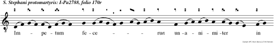 Impetum fecerun unanimiter in eum et ejecerun eum extra civitatem, Invocantem et dicentem: Domine, accipe spiritum meum.